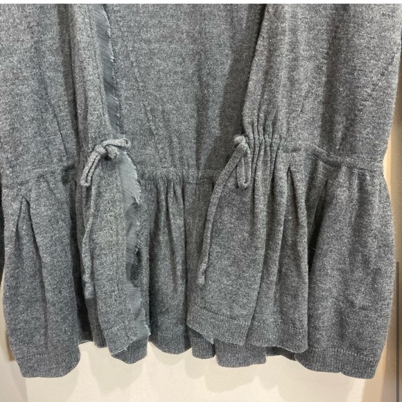 Anthropologie Dark Grey Tie Front Detail Open Cardigan Sz Medium - Picture 4 of 8